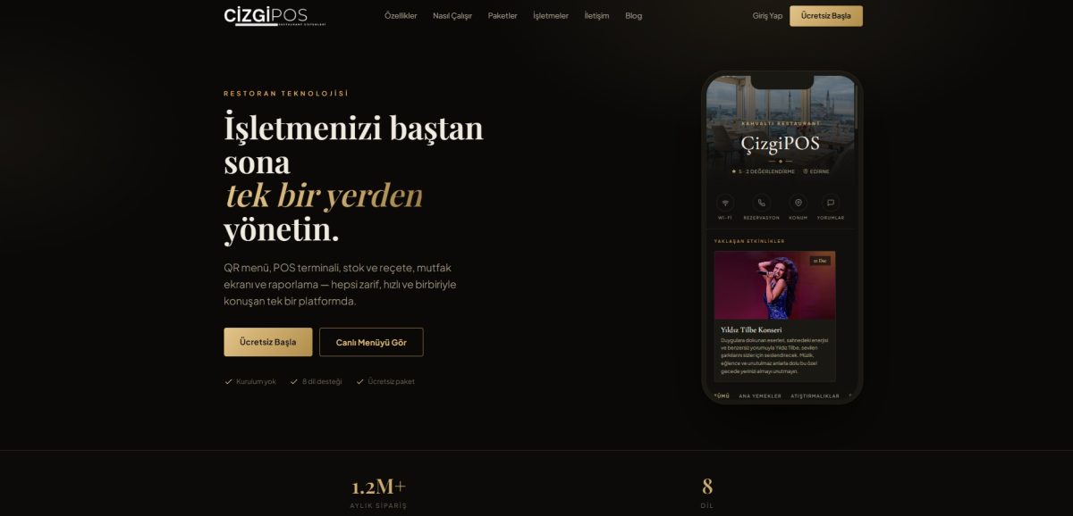 Restoran & Cafe QR Menü ve Sipariş Yazılımı